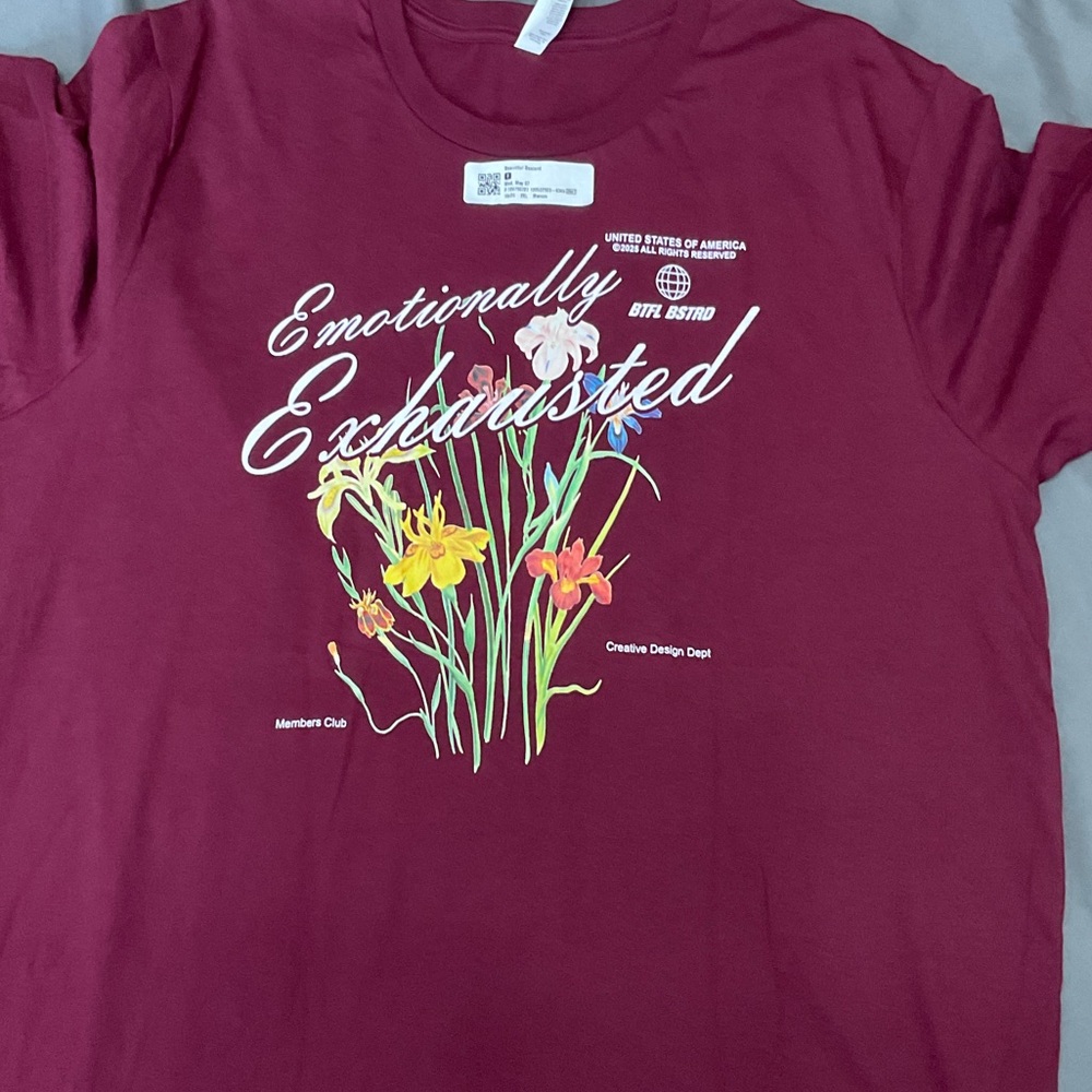 Emotionally Exhausted Maroon Graphic Tee